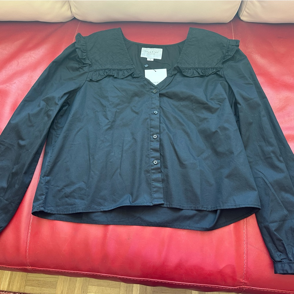 The Shirt by Rochelle Behrens Black Women's Button-Front Blouse